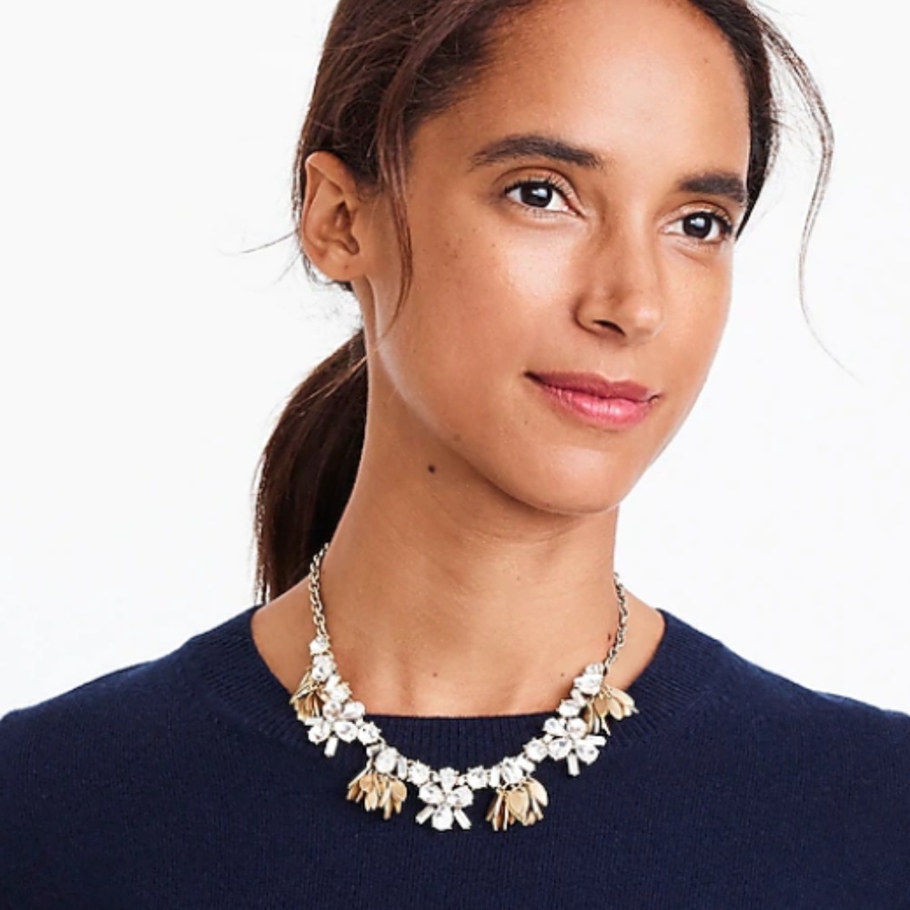 NWT J Crew Crystal and Gold Necklace - Picture 2 of 5
